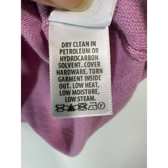 St John Womens Wool Silk Cardigan Sweater Long Sleeve Sz S Gold Buttons Lavender - Picture 11 of 12